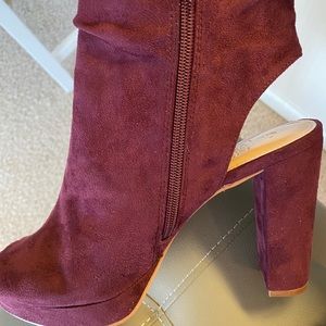 Maroon suede bootie